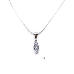 Marquise CZ Pendant Sterling Silver Necklace Single Bail Dangle Cubic Zirconia