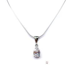 Pear CZ Pendant Sterling Silver Necklace Single Bail Dangle Colorless Cubic Zirconia