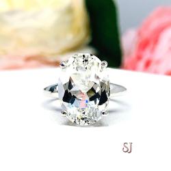Natural White Topaz Oval Sterling Silver Ring