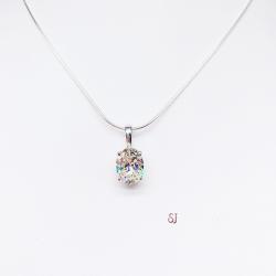 Oval Near Colorless Cubic Zirconia Pendant With Optional Chain