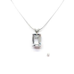 Natural White Topaz Emerald Cut Pendant With Optional Chain
