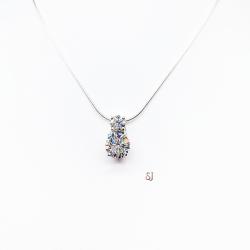 Two Stone Round Moissanite Sterling Silver Pendant with Optional Chain