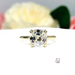 Old Mine 8mm Cubic Zirconia Gold Engagement Ring