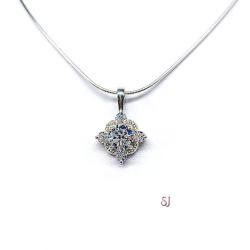 Round CZ Pendant - Antique art deco sterling silver necklace - Three size options