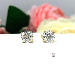 Round Moissanite 14k Gold Heavyweight Stud Earrings Authentic FREE 3RD DAY UPS