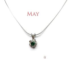 Birthstone Rose Pendant Necklace - 4mm round gemstone - Sterling silver pendant and chain
