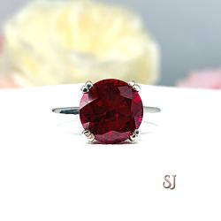 Round Lab Ruby Engagement Ring