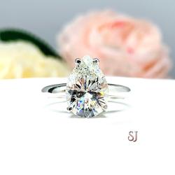 Pear-Cut CZ Engagement Ring • 13x9mm, Sterling Silver, Size 7