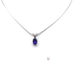 African Amethyst Oval Sterling Silver Pendant Natural Necklace February Birthstone