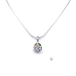 Round CZ Martini 3-Prong Pendant - Sterling silver necklace - Seven size options- Near colorless cubic zirconia