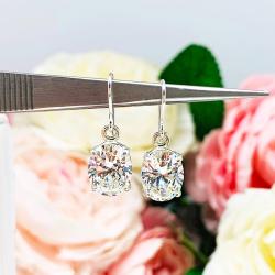 Oval CZ Dangle Drop Earrings – 7x5mm-10x8mm, Sterling Silver