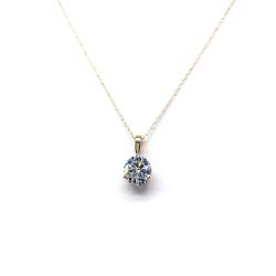 14k Gold Moissanite Martini Pendant Necklace -  Round brilliant DEF VVS lab stones - Solid gold setting