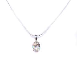 Oval CZ Pendant Sterling Silver Pendant Necklace