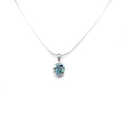 Blue Moissanite Martini Pendant Necklace - Round brilliant VVS lab stones - Five size options- Sterling silver setting and chain