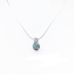 Two-Stone Blue Moissanite Slide Pendant Necklace – 2.5 ct round stones – Sterling silver – Elegant gift for her - Bridal Necklace