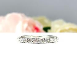 Moissanite Stackable Wedding Band – 2.5mm Round Cut – Sterling Silver Half-Eternity Ring – Perfect for Layering