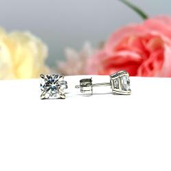 Cushion Moissanite Stud Earrings – 14k Solid Gold – Authentic Stones in 5mm or 6mm