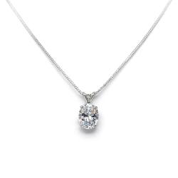 Oval Cubic Zirconia Pendant Necklace – 8x6mm-14x10mm, Sterling Silver