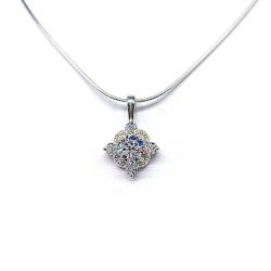 Art Deco Cubic Zirconia Pendant Necklace – 6mm-8mm, Sterling Silver