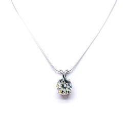 Old European Cut Cubic Zirconia Pendant Necklace – 8mm-10mm, Near Colorless, Sterling Silver