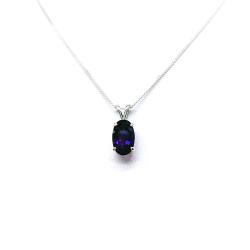 African Amethyst Oval Pendant Necklace – Natural 12x8mm Gemstone (3 Carats) – Sterling Silver Setting & Chain