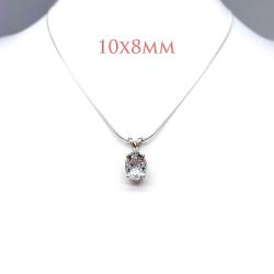 Oval-Cut White Topaz Pendant or Necklace • 8x6mm—14x10mm, Sterling Silver