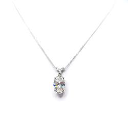 Oval Cubic Zirconia Pendant Necklace – 12x8mm, Near Colorless, Sterling Silver