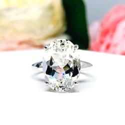 White Topaz Oval Solitaire Ring – Sterling Silver