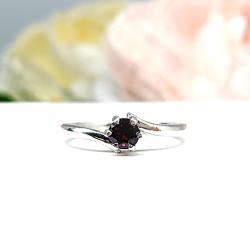 Natural Rhodolite Garnet Ring Size 5 – 4mm Round, Sterling Silver Bypass 6-Prong Setting