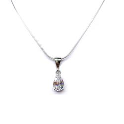 Pear Cubic Zirconia Dangle Pendant Necklace – 10x7mm-13x9mm, Sterling Silver