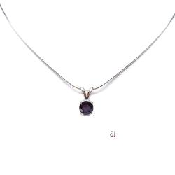 Lab Alexandrite Round Pendant Necklace – 6mm, Sterling Silver