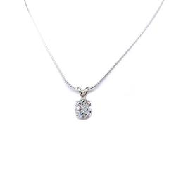 Round White Topaz Pendant Necklace – Sterling Silver Chain – 6 Natural Stone Size Options