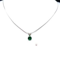 Lab Emerald Round Pendant Necklace – 5mm-9mm, Sterling Silver