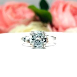 Genuine Aquamarine Ring – 8mm Round, Sterling Silver