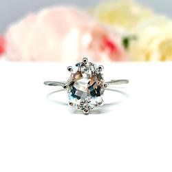 White Topaz Oval Engagement Ring – 10x8mm-14x10mm, Sterling Silver, 8-Prong