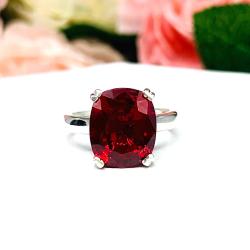 Lab Ruby Elongated Cushion Ring – 12x10mm, Sterling Silver