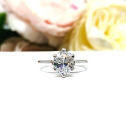 Oval Cubic Zirconia Engagement Ring – 7x5mm-9x7mm, Sterling Silver