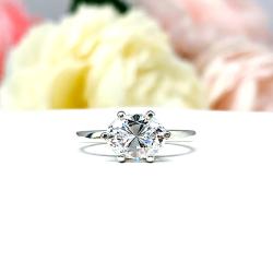 Oval CZ East West Horizontal Set Engagement Ring – 7x5mm-9x7mm, Sterling Silver