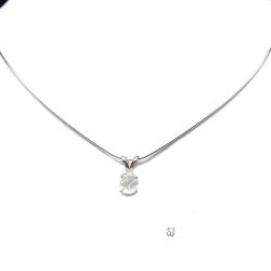Rainbow Moonstone Round Pendant Necklace – 6mm, Sterling Silver