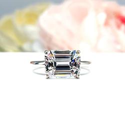 Elongated Asscher Cubic Zirconia Engagement Ring Size 6 – 10x8mm, Sterling Silver