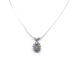 Round Cubic Zirconia Halo Pendant Necklace – 5mm-8mm, Sterling Silver
