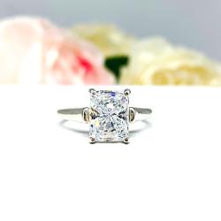 Radiant Radiant Cubic Zirconia Engagement Ring – 8x6mm-10x8mm, Sterling Silver
