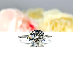 Round Cubic Zirconia Engagement Ring – 6.5mm-8.5mm, Sterling Silver