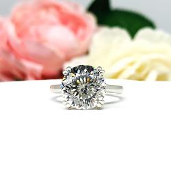 Round Portuguese Cubic Zirconia Engagement Ring – 10mm, Sterling Silver