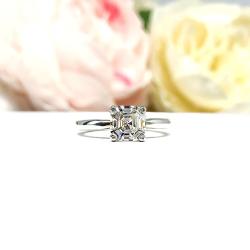 Asscher Cubic Zirconia Engagement Ring – 5mm, 6mm, Sterling Silver