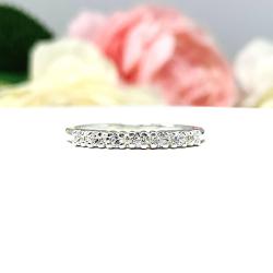 Round Cubic Zirconia Wedding Band – 2mm, 7-Stone, Sterling Silver