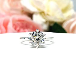 Round Cubic Zirconia Engagement Ring – 6.5mm-10mm, Sterling Silver