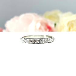 Round Cubic Zirconia Wedding Band – 2.5mm, 10-Stone, Sterling Silver