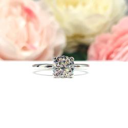 Round Cubic Zirconia Engagement Ring – 5mm-9mm, Near Colorless, Sterling Silver