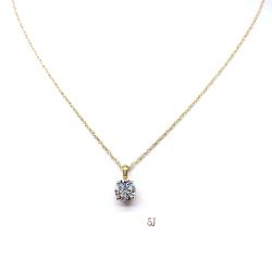 Round Moissanite Pendant – 6mm, 14k Yellow Gold
